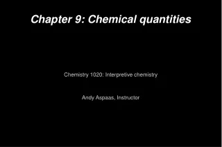 Chapter 9: Chemical quantities