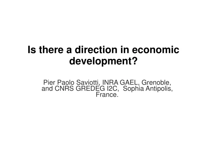 is there a direction in economic development