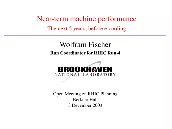 near term machine performance the next 5 years before e cooling