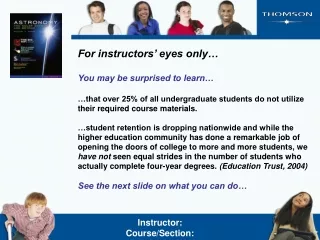 For instructors’ eyes only… You may be surprised to learn…