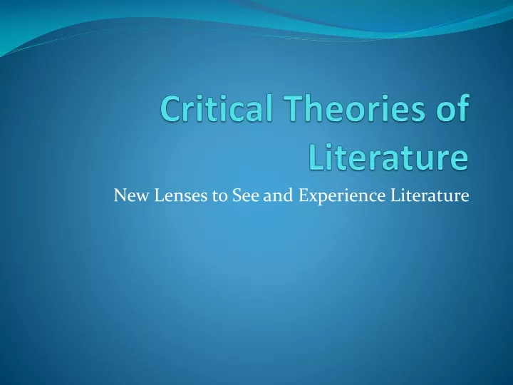 critical theories of literature