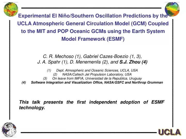 experimental el ni o southern oscillation