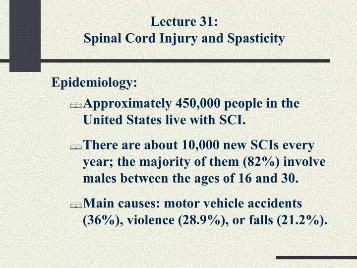 lecture 31 spinal cord injury and spasticity