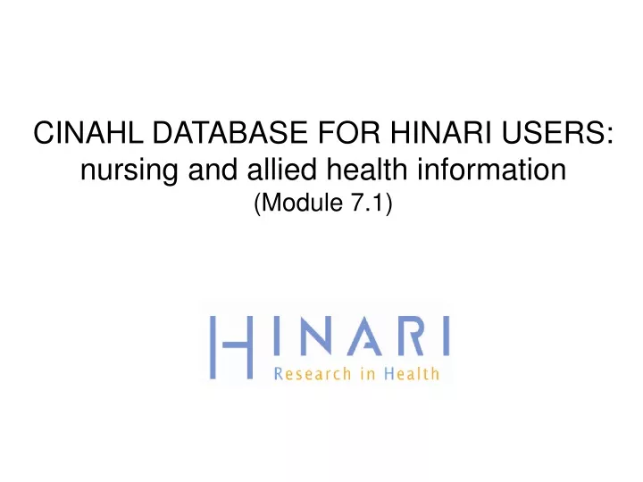 cinahl database for hinari users nursing
