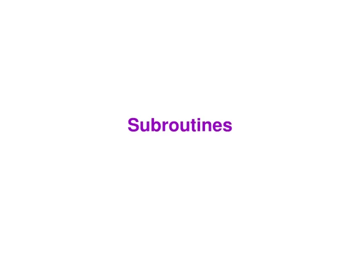 subroutines
