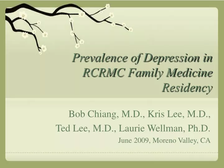 prevalence of depression in rcrmc family medicine residency