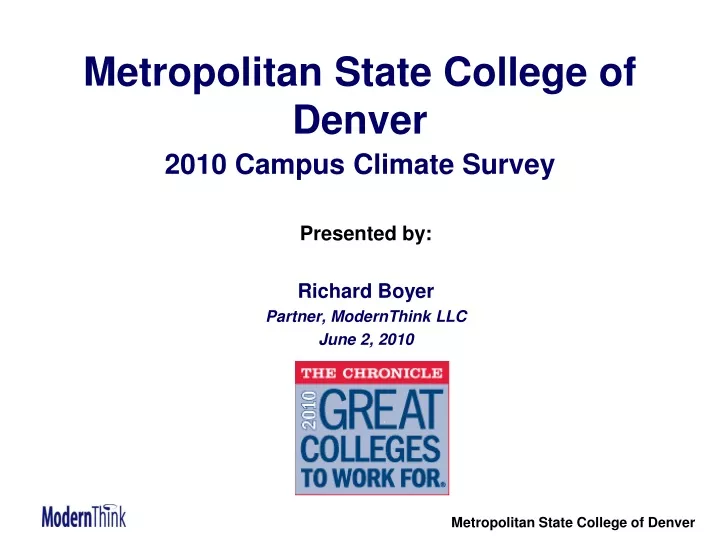 metropolitan state college of denver 2010 campus climate survey