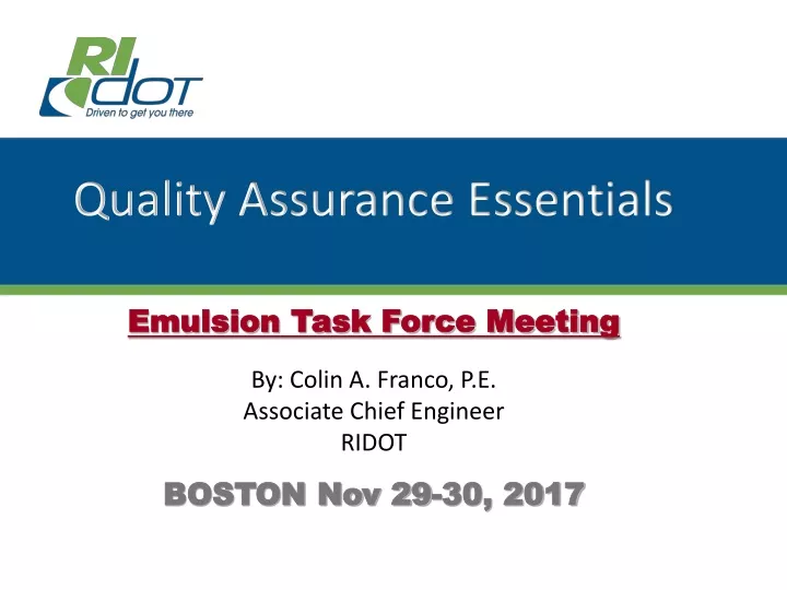 quality assurance essentials emulsion task force