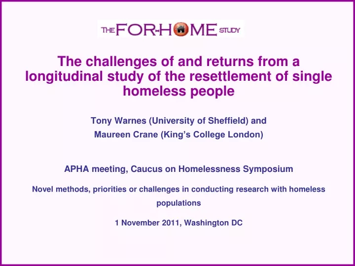 the challenges of and returns from a longitudinal