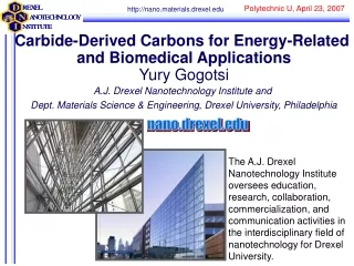 Carbide-Derived Carbons for Energy-Related  and Biomedical Applications Yury Gogotsi