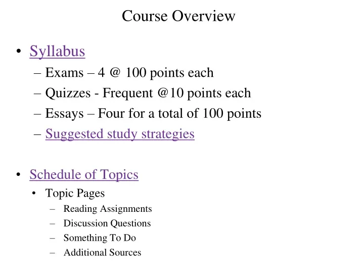 course overview