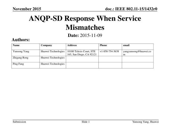 anqp sd response when service mismatches