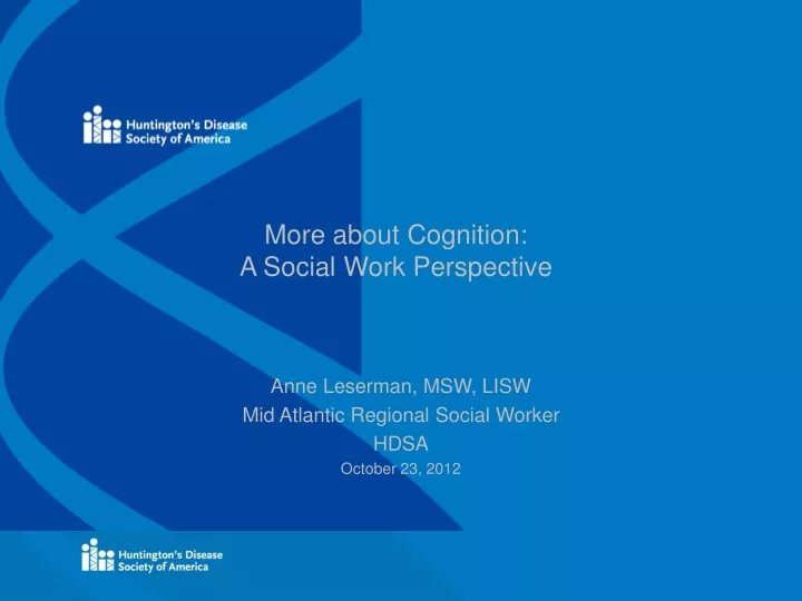 more about cognition a social work perspective