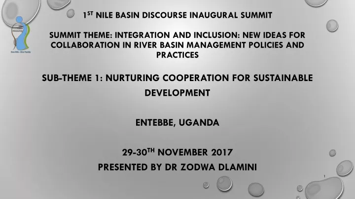 1 st nile basin discourse inaugural summit summit