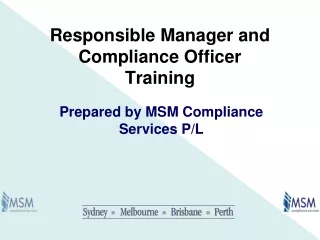 Responsible Manager and Compliance Officer Training
