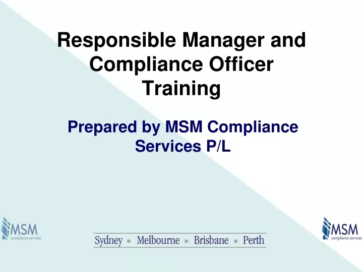 responsible manager and compliance officer training
