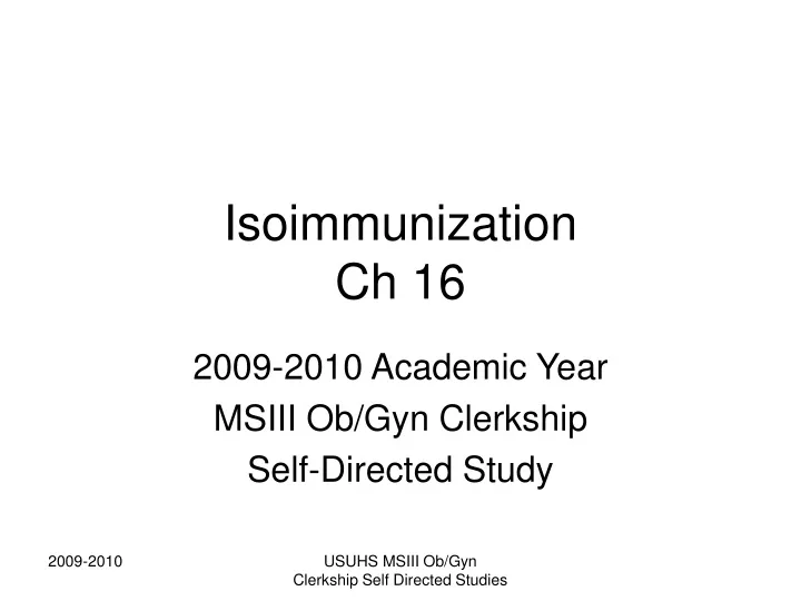 isoimmunization ch 16