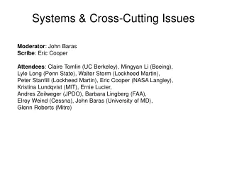 Systems &amp; Cross-Cutting Issues