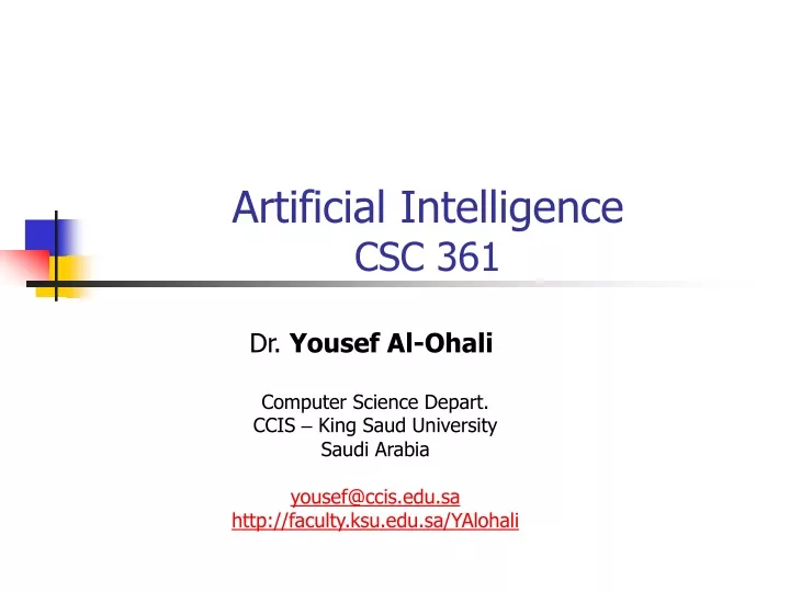 artificial intelligence csc 361