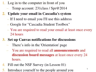 Log in to the computer in front of you Temp account: 231class /  Spr@2014