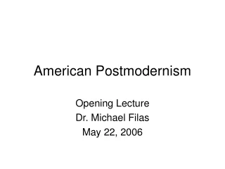 American Postmodernism