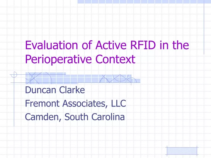 evaluation of active rfid in the perioperative context