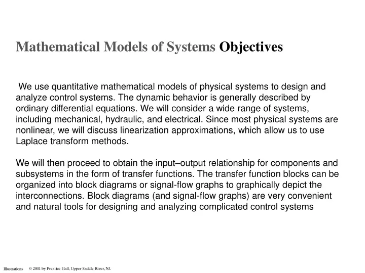 mathematical models of systems o bjectives