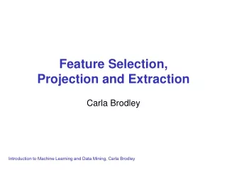 Feature Selection,  Projection and Extraction