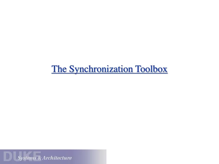 the synchronization toolbox