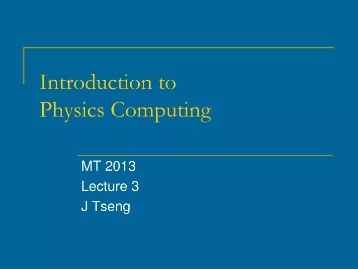 introduction to physics computing