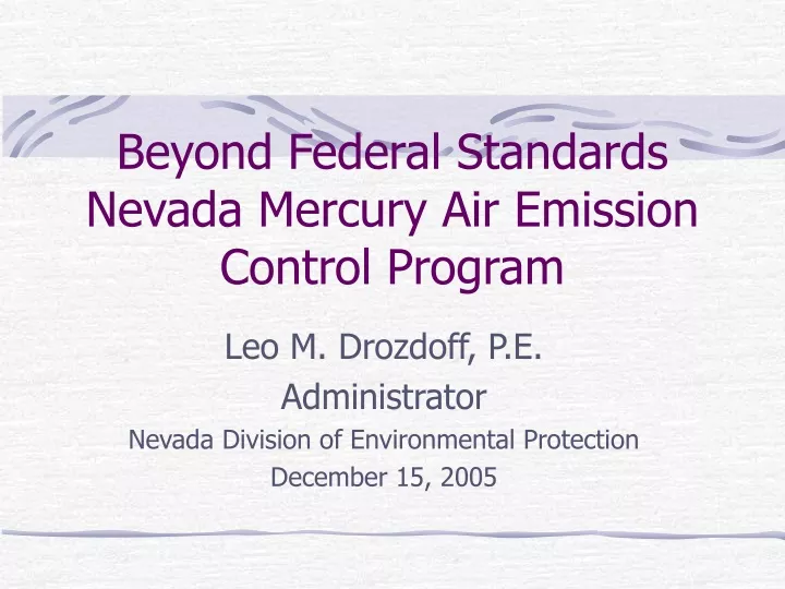 beyond federal standards nevada mercury air emission control program