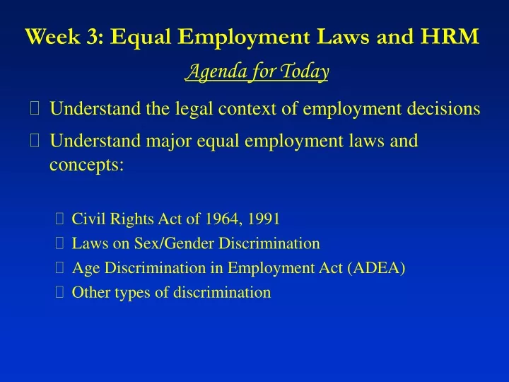 week 3 equal employment laws and hrm