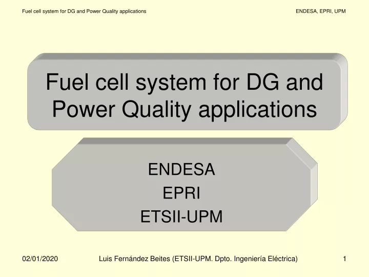 fuel cell system for dg and power quality applications