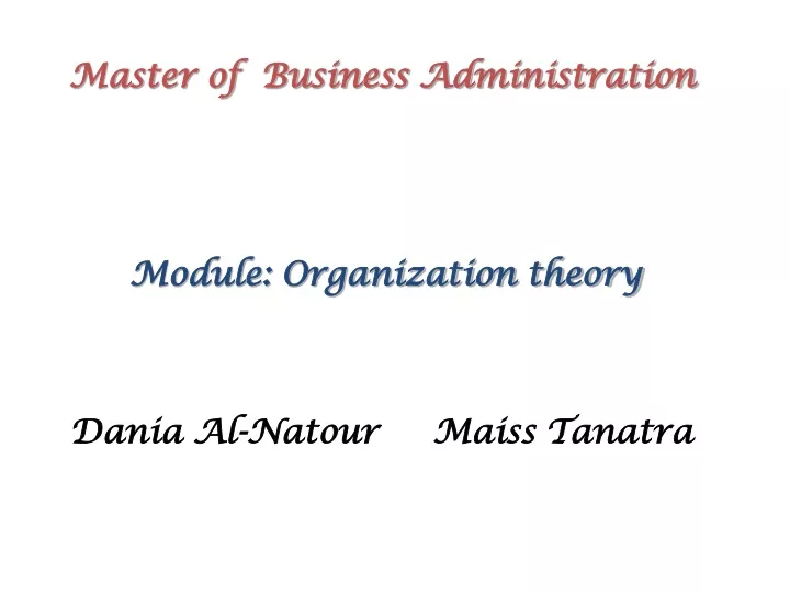 master of business administration module