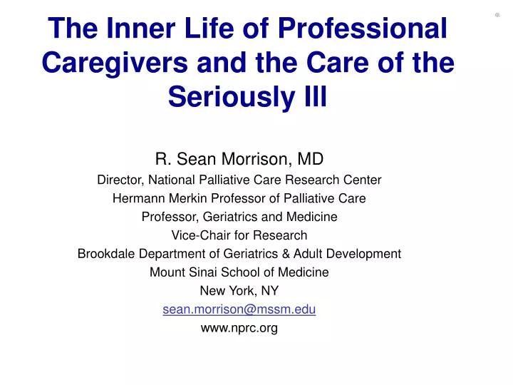 the inner life of professional caregivers