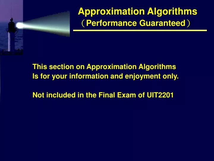 approximation algorithms performance guaranteed