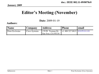 Editor’s Meeting (November)