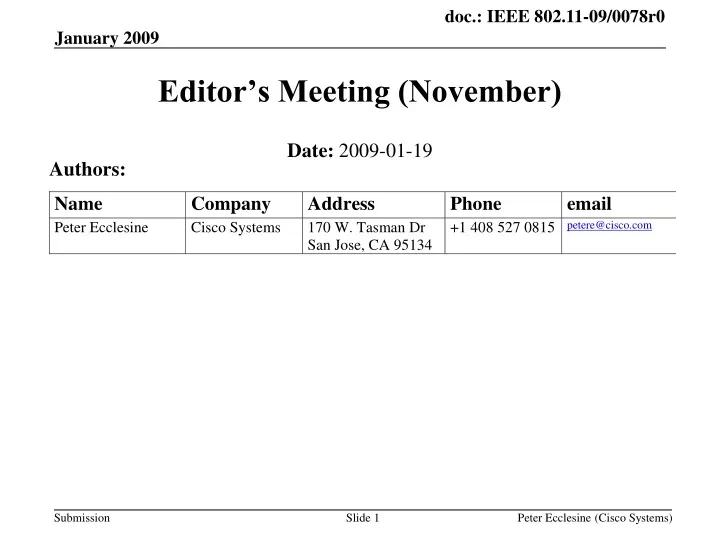 editor s meeting november