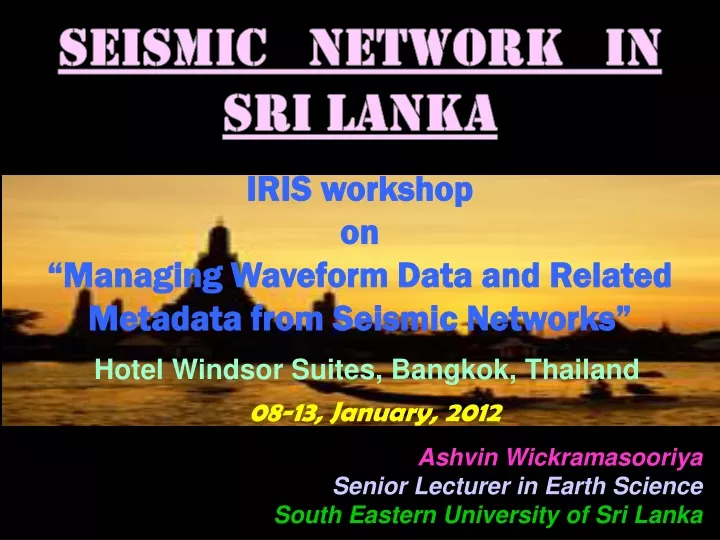 seismic network in sri lanka