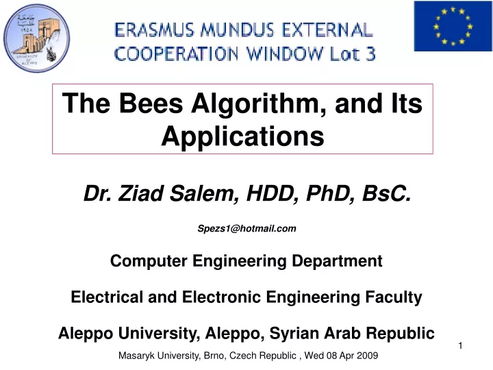 the bees algorithm and its applications