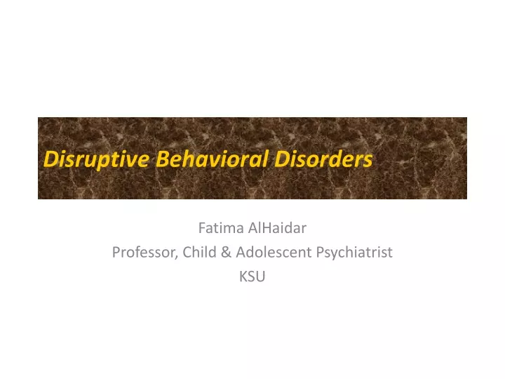 disruptive behavioral disorders