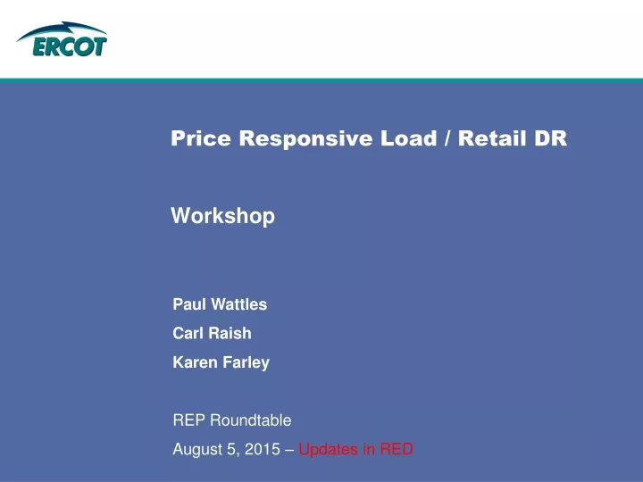 price responsive load retail dr workshop