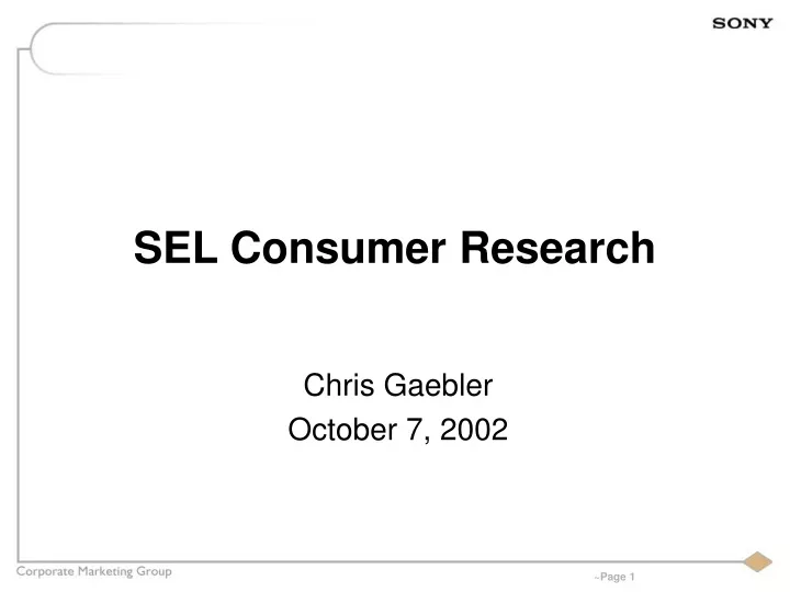 sel consumer research