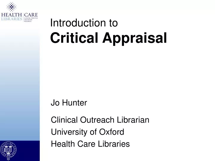 introduction to critical appraisal