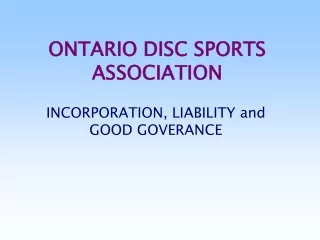 ONTARIO DISC SPORTS ASSOCIATION