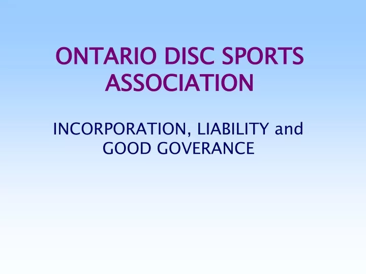 ontario disc sports association