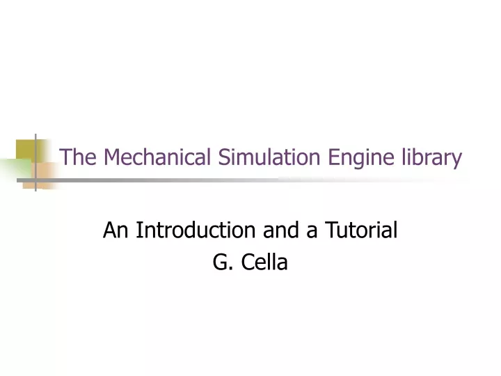 the mechanical simulation engine library