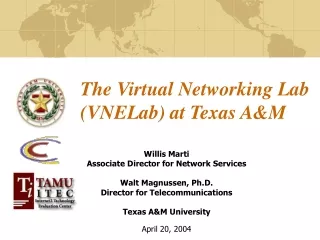 The Virtual Networking Lab   (VNELab) at Texas A&amp;M