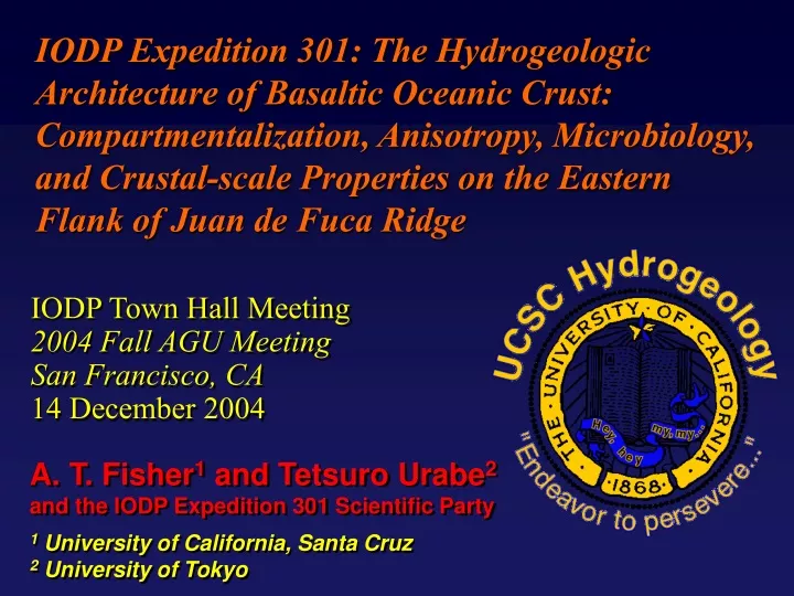 iodp expedition 301 the hydrogeologic