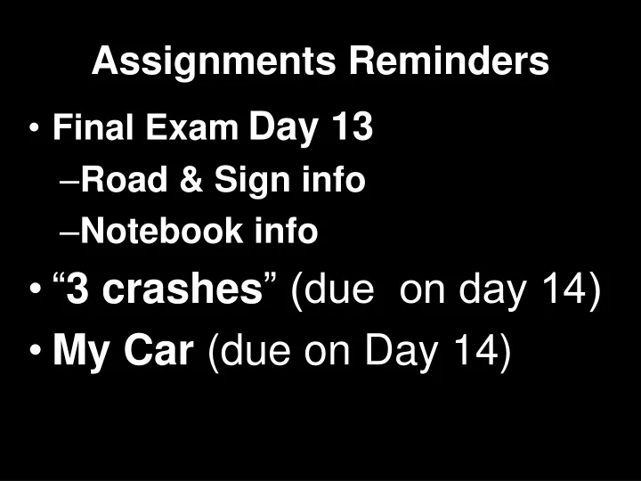 assignments reminders